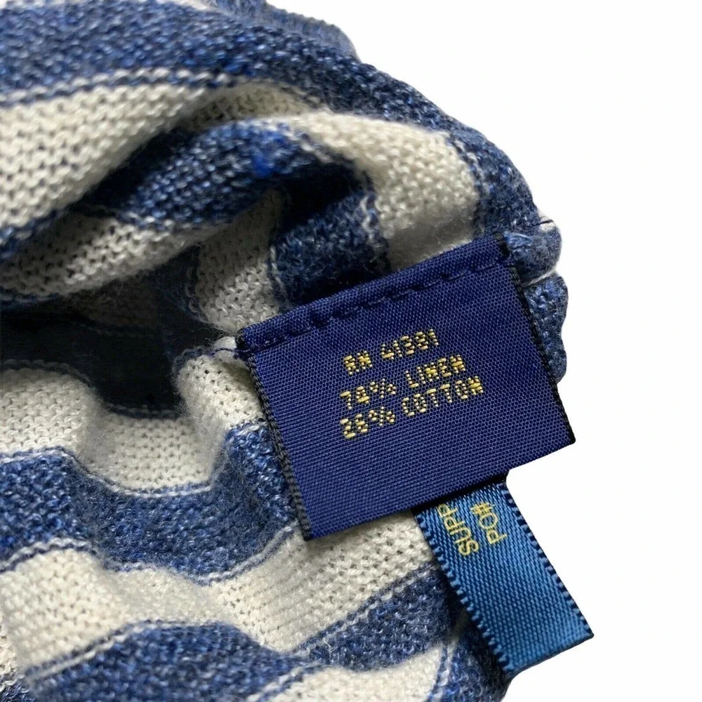 Ralph Lauren Polo Linen Striped Pullover Blue Gray - Picture 5 of 9